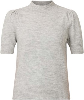 me-Womens-Puff-Sleeve-Fine-Gauge-Knit-Top-Grey on sale