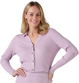 me-Long-Sleeve-Collared-Rib-Button-Through-Top on sale