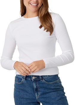 Brilliant-Basics-Womens-Long-Sleeve-Stretch-Rib-Tee-White on sale