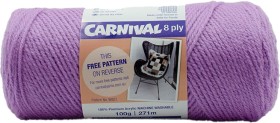 Carnival-Assorted-8-Ply-Acrylic-Yarn-100g-271m-Lilac on sale