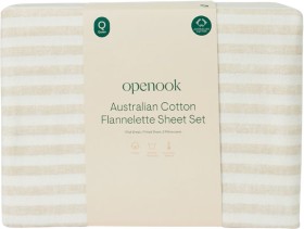 Openook-Flannelette-Sheet-Set-Queen-Beige-Stripe on sale