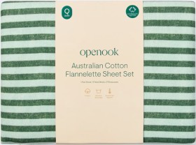 Openook-Flannelette-Sheet-Set-Queen-Green-Stripe on sale