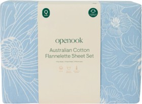 Openook-Flannelette-Sheet-Set-Queen-Blue-Floral on sale