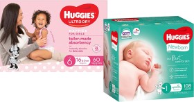 Huggies-60-Pack-Ultra-Dry-Nappies-Girls-Size-6-16-kg-or-108-Pack-Newborn-Nappies-Size-1-up-to-5kg on sale