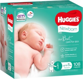 Huggies-108-Pack-Newborn-Nappies-Size-1-up-to-5kg on sale