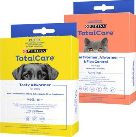 20-off-Purina-Total-Care-4-Pack-Tasty-Allwormer-for-Dogs-or-Heartwormer-Allwormer-Flea-Control-for-Cats-26-75kg-075ml-Pipette on sale