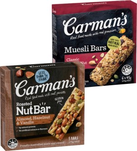 Carmans-Nut-Bars-or-Muesli-Bars-5-6-Pack-Selected-Varieties on sale