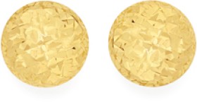 9ct-Gold-6mm-Diamond-cut-Button-Stud-Earrings on sale