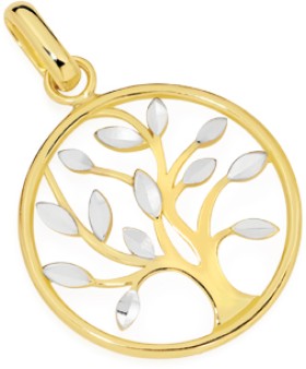 9ct-Gold-Two-Tone-Tree-of-Life-Circle-Pendant on sale