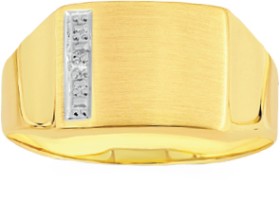 9ct-Gold-Two-Tone-Diamond-set-Gents-Ring on sale