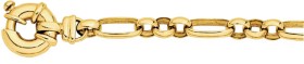 9ct-Gold-19cm-Solid-Belcher-31-Figaro-Bolt-Ring-Bracelet on sale