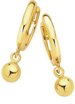 9ct-Gold-Ball-Drop-Huggie-Earrings on sale