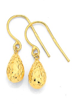 9ct-Gold-Diamond-Cut-Bomber-Drop-Earrings on sale