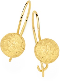 9ct-Gold-6mm-Diamond-Cut-Euroball-Earrings on sale