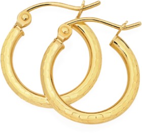 9ct-Gold-2x10mm-Polished-Hoop-Earrings on sale