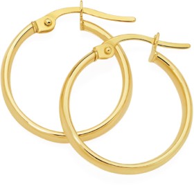 9ct-Gold-3x15mm-Half-Round-Hoop-Earrings on sale