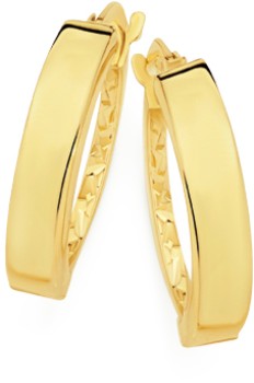 9ct-Gold-15mm-Diamond-Cut-Back-Square-Hoop-Earrings on sale