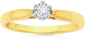 9ct-Two-Tone-Gold-Diamond-Solitaire-Ring on sale