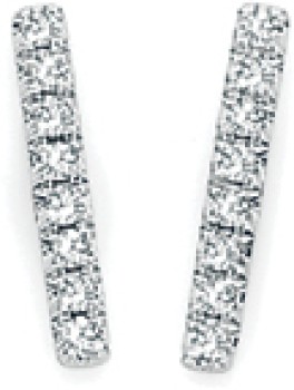 9ct-Gold-Diamond-Bar-Stud-Earrings on sale