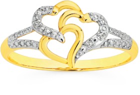 9ct-Gold-Diamond-Triple-Heart-Ring on sale
