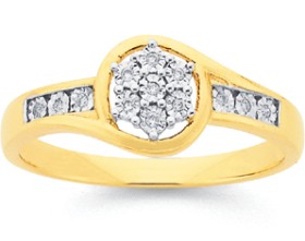 9ct-Gold-Diamond-Flower-Ring on sale