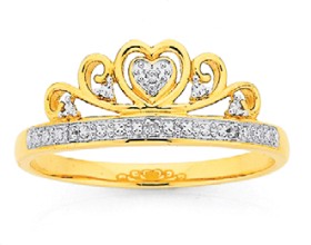 9ct-Gold-Diamond-Crown-Ring on sale