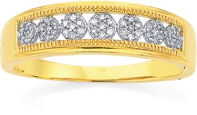 9ct-Gold-Diamond-Seven-Cluster-Band on sale