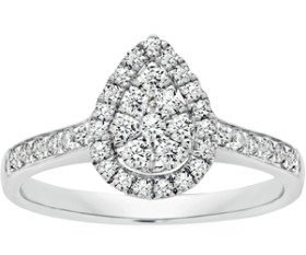 9ct-White-Gold-Diamond-Pear-Shape-Ring on sale