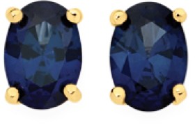 9ct-Gold-Created-Sapphire-Oval-Stud-Earrings on sale