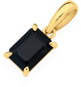 9ct-Gold-Black-Sapphire-Emerald-Cut-Pendant on sale