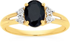 9ct-Gold-Sapphire-Diamond-Ring on sale