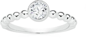 Sterling-Silver-Round-Bezel-Cubic-Zirconia-Friendship-Ring on sale