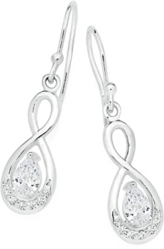 Sterling-Silver-Pear-Cubic-Zirconia-Infinity-Hook-Drop-Earrings on sale