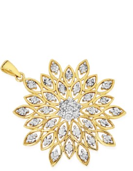9ct-Gold-Diamond-Fancy-Flower-Pendant on sale