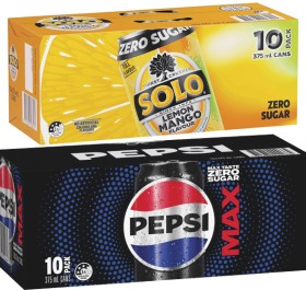 Pepsi-Solo-or-Schweppes-Soft-Drink-10x375mL on sale