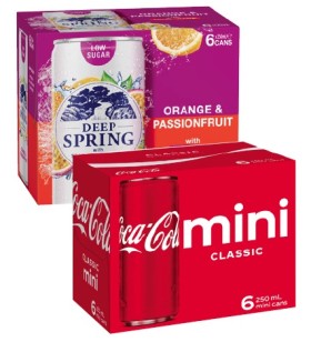 Coca-Cola-Deep-Spring-or-Mt-Franklin-Mini-Cans-6x250mL on sale