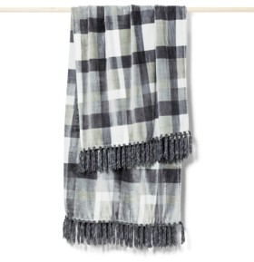 Heritage-Chenille-Fringe-Blanket-in-Charcoal-Check on sale