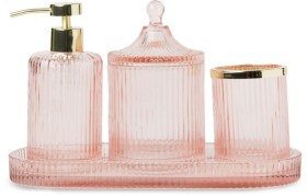 Heritage-Glass-Bathroom-Accessories-in-Pink on sale