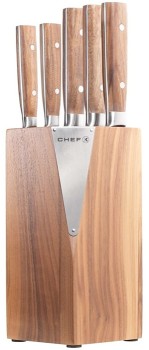 ChefX-6pc-Knife-Block-Set-in-Walnut on sale