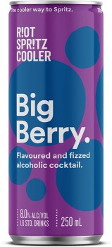 Riot-Spritz-Big-Berry-Cans-250mL on sale