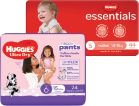 Huggies-Nappy-Pants-or-Essentials-Nappies on sale
