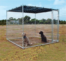 Lockable-Galvanised-Pet-Enclosure-with-Sun-Shade-229x-229x180cm on sale