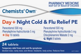 Chemists-Own-Day-Night-Cold-Flu-Relief-PE-24-Tablets on sale