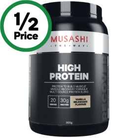 Musashi-Vanilla-High-Protein-Powder-900g on sale