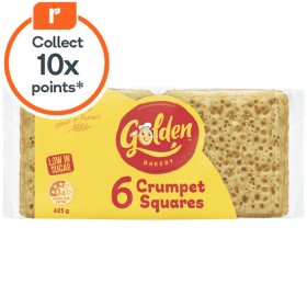 Golden-Crumpet-Squares-425g-Pk-6 on sale