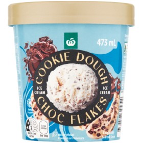 Woolworths-Cookie-Dough-Chocolate-Flakes-Ice-Cream-473ml on sale