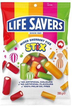 Life-Savers-Mixed-Sherbert-Fizz-Stix-Medium-Bag-200g on sale