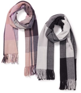me-Check-Scarf-Lilac-or-Black on sale