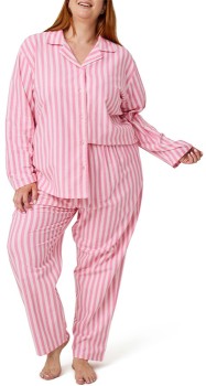 Brilliant-Basics-Womens-Striped-Flannelette-Pyjama-Set-Aurora-Pink on sale