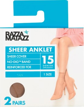 Razza-Matazz-Sheer-Anklet-Tan-or-Black-2-Pack on sale